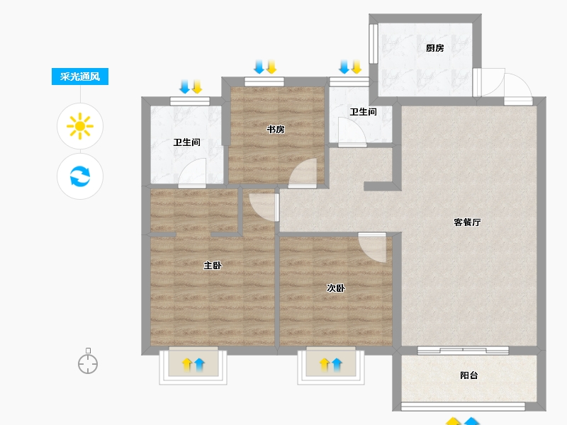 湖北省-武汉市-光明府-82.06-户型库-采光通风