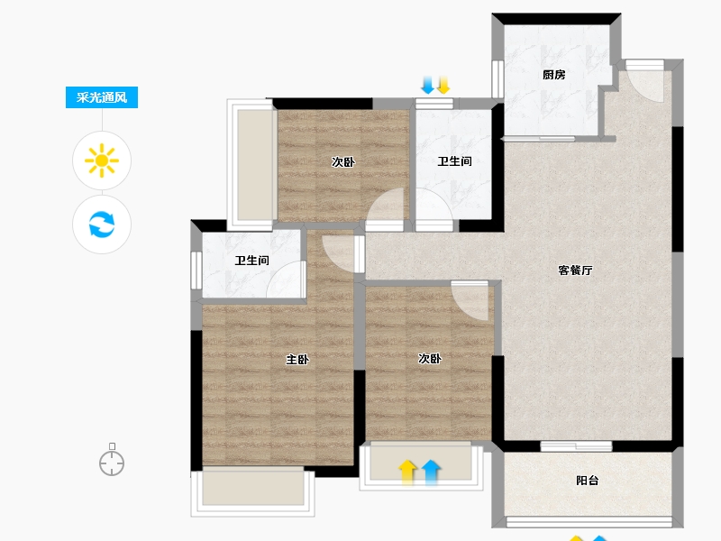 广东省-清远市-海伦湾-76.80-户型库-采光通风