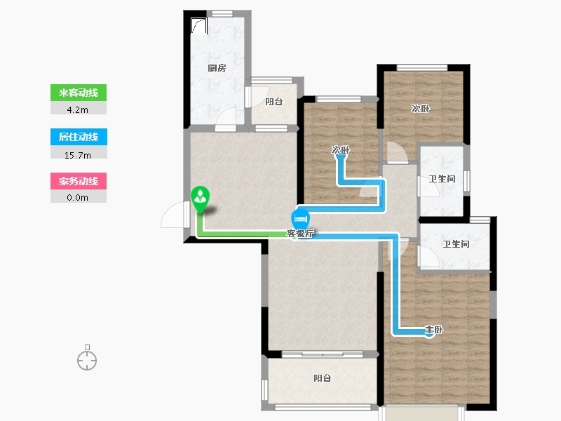 湖南省-长沙市-恒大揽湖苑-106.60-户型库-动静线