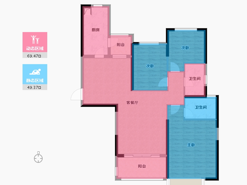 湖南省-长沙市-恒大揽湖苑-106.60-户型库-动静分区