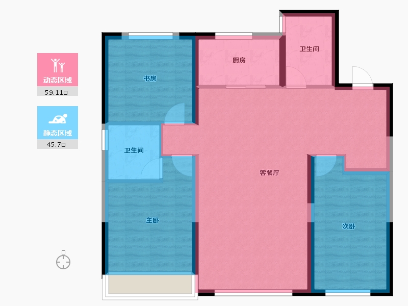 辽宁省-沈阳市-汇置尚岛-94.67-户型库-动静分区