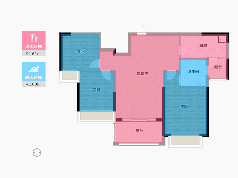 湖南省-长沙市-恒大揽湖苑-82.80-户型库-动静分区