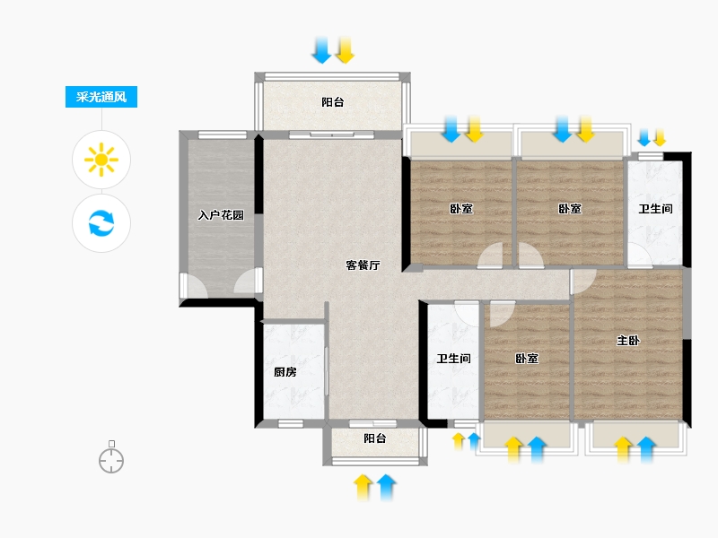 广东省-江门市-越秀·星汇名庭-113.60-户型库-采光通风