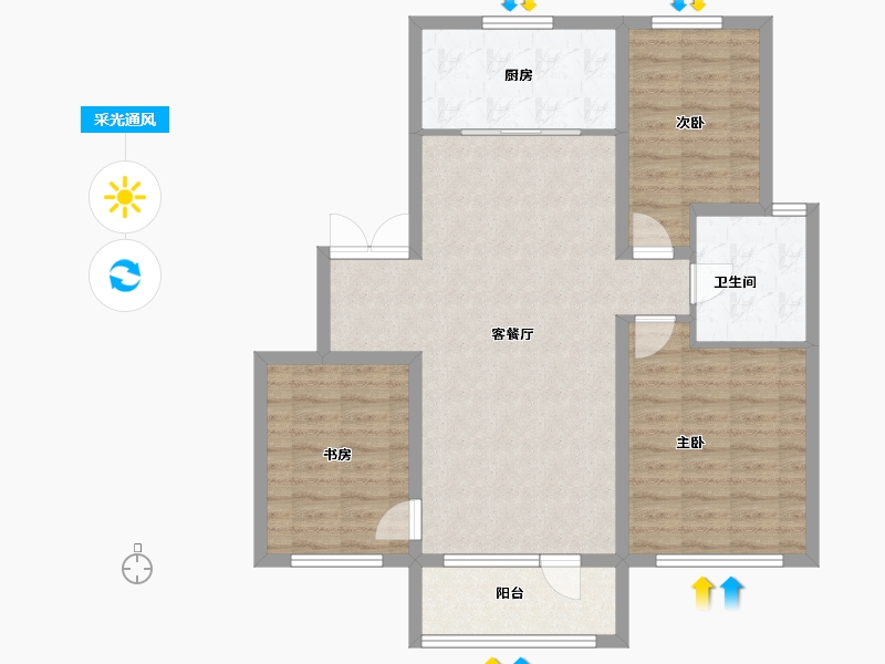 辽宁省-沈阳市-融创观澜壹号-90.77-户型库-采光通风