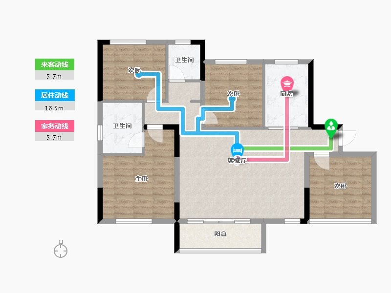 湖南省-长沙市-鸿海·公园里-100.59-户型库-动静线