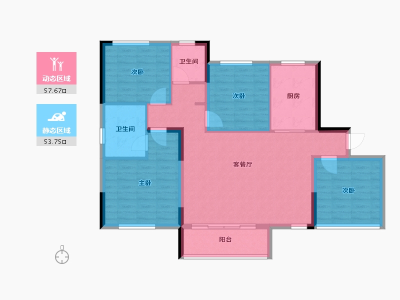 湖南省-长沙市-鸿海·公园里-100.59-户型库-动静分区