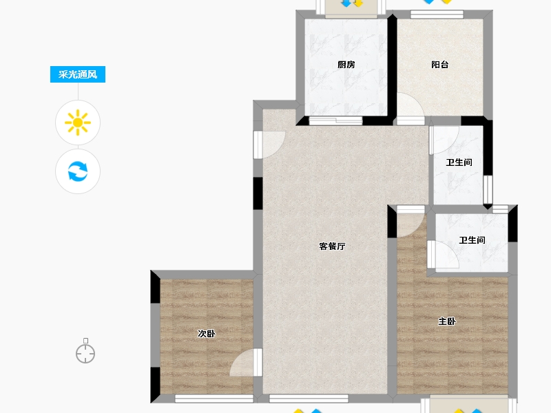 广东省-佛山市-保利紫山-72.20-户型库-采光通风