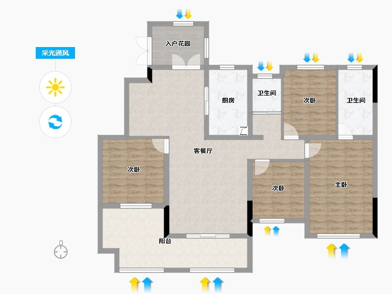 湖南省-长沙市-长房·宁都公馆-125.29-户型库-采光通风