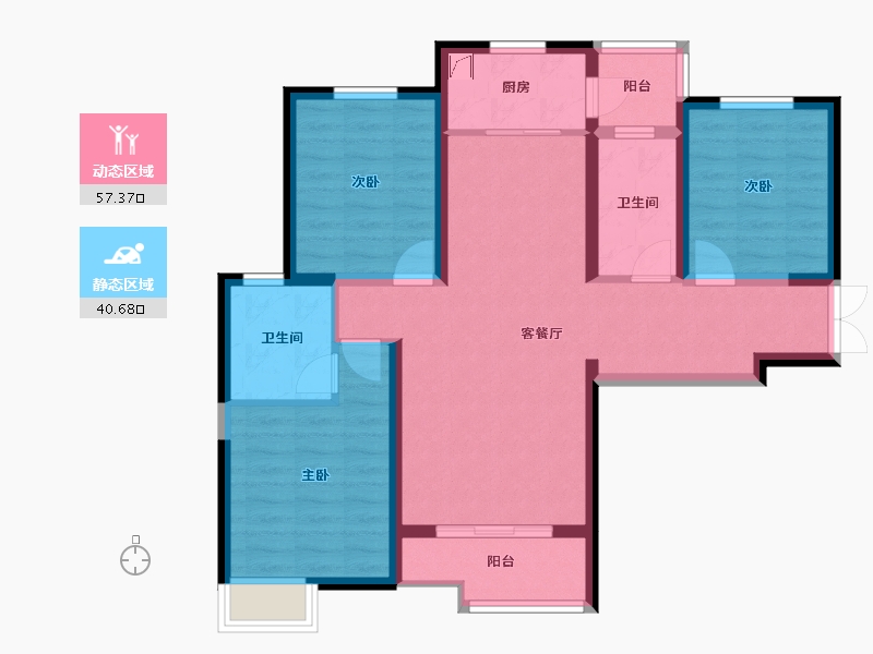 陕西省-西安市-御锦城15期悦珑湾-96.00-户型库-动静分区