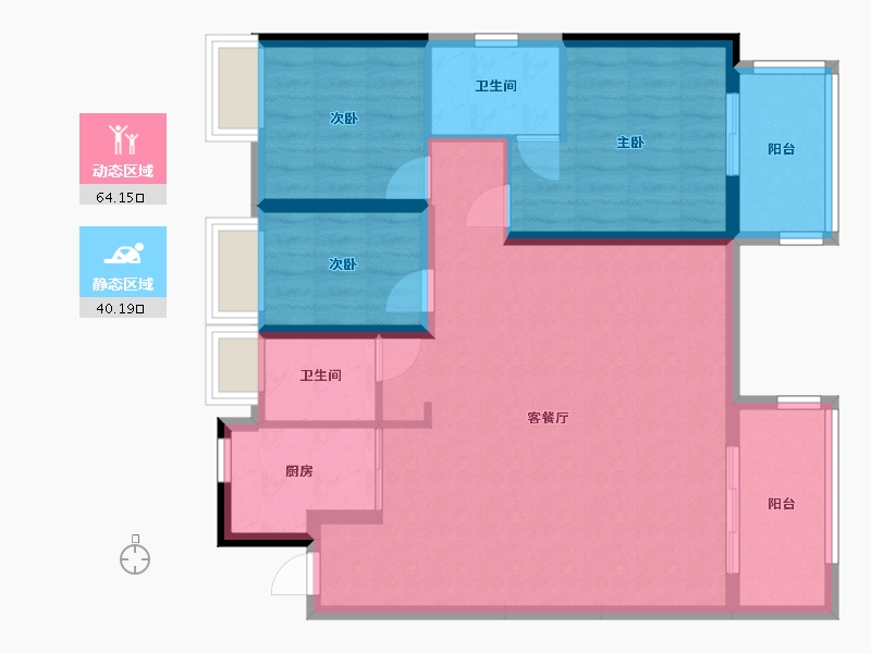 福建省-福州市-福清华润中央公园一期-105.00-户型库-动静分区