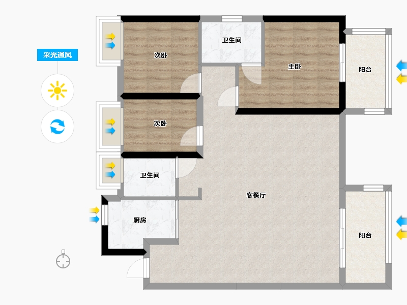 福建省-福州市-福清华润中央公园一期-105.00-户型库-采光通风