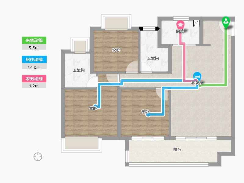 江西省-南昌市-湖城大境·金地广场-84.80-户型库-动静线