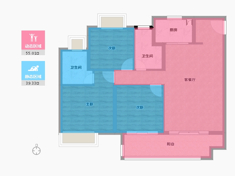 江西省-南昌市-湖城大境·金地广场-84.80-户型库-动静分区