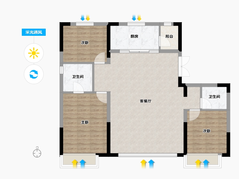 辽宁省-沈阳市-龙湖·槿山-95.13-户型库-采光通风