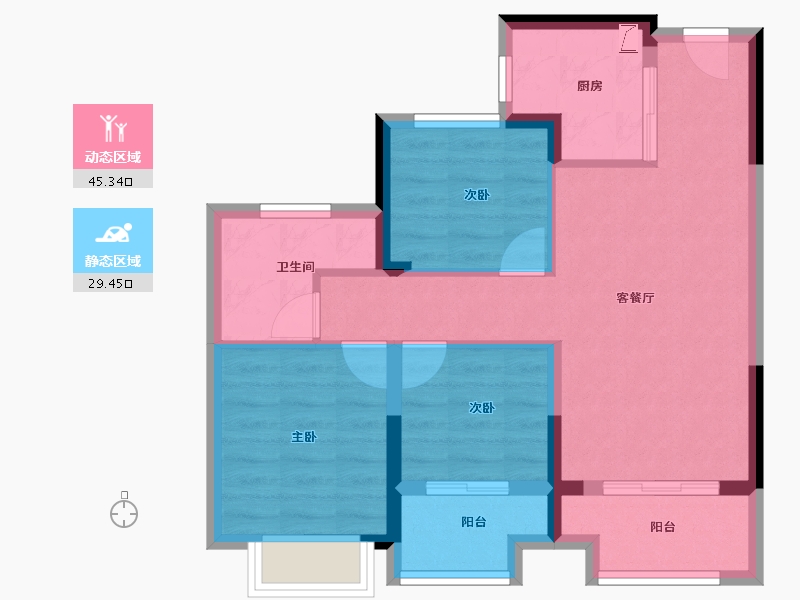 浙江省-宁波市-华景川万悦府-65.66-户型库-动静分区