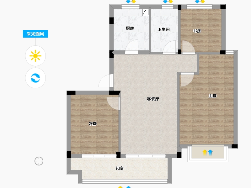 浙江省-宁波市-大唐·华是川·辰悦世家-75.88-户型库-采光通风