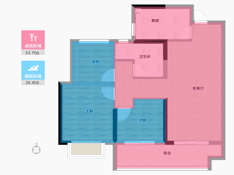 浙江省-宁波市-大唐·华是川·辰悦世家-71.28-户型库-动静分区