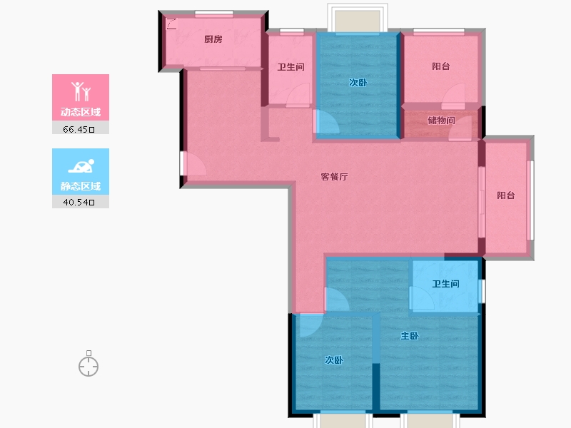 湖南省-长沙市-美的国宾府-94.18-户型库-动静分区