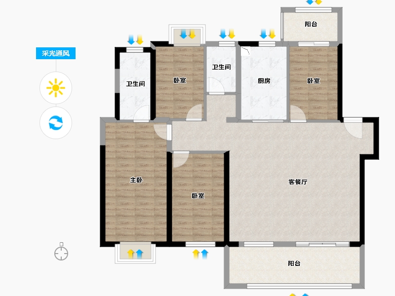 福建省-泉州市-​世茂摩天城-128.00-户型库-采光通风