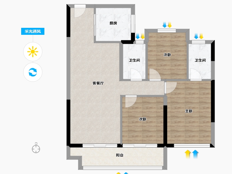 福建省-泉州市-建发映月-84.00-户型库-采光通风