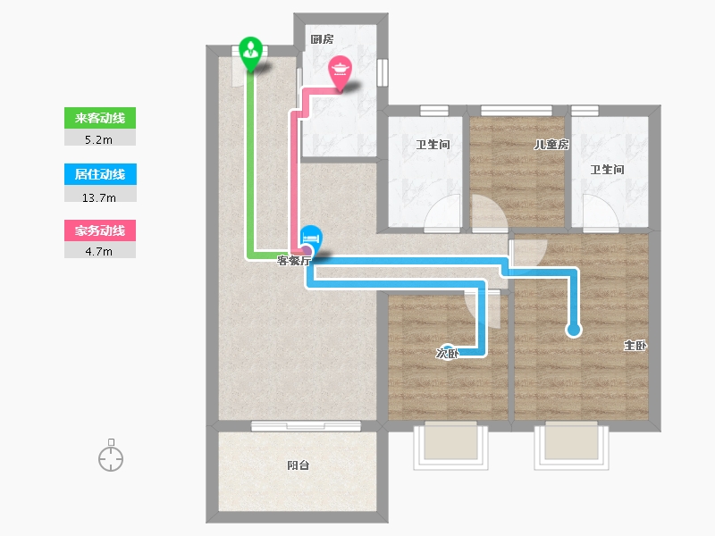 福建省-泉州市-​保利宝龙和光悦湖-71.86-户型库-动静线