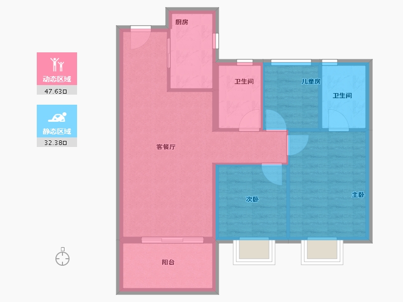 福建省-泉州市-​保利宝龙和光悦湖-71.86-户型库-动静分区