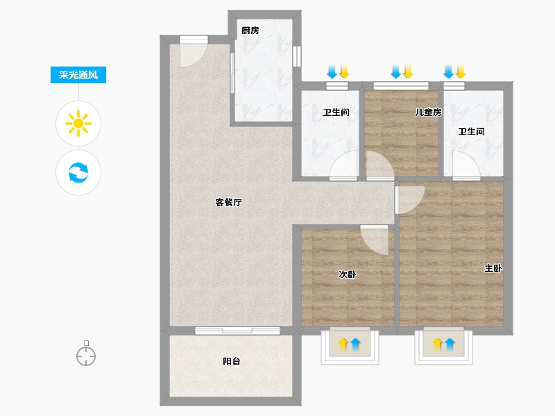 福建省-泉州市-​保利宝龙和光悦湖-71.86-户型库-采光通风