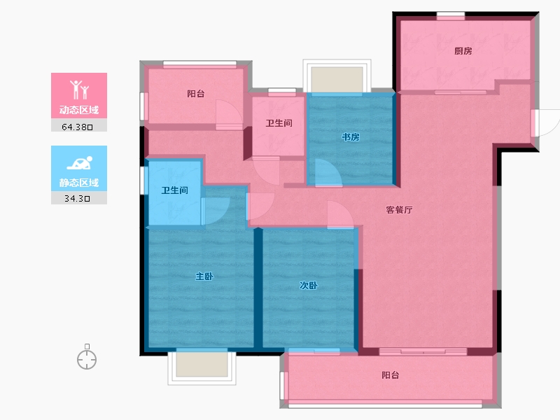 江苏省-苏州市-兰亭都荟-91.43-户型库-动静分区