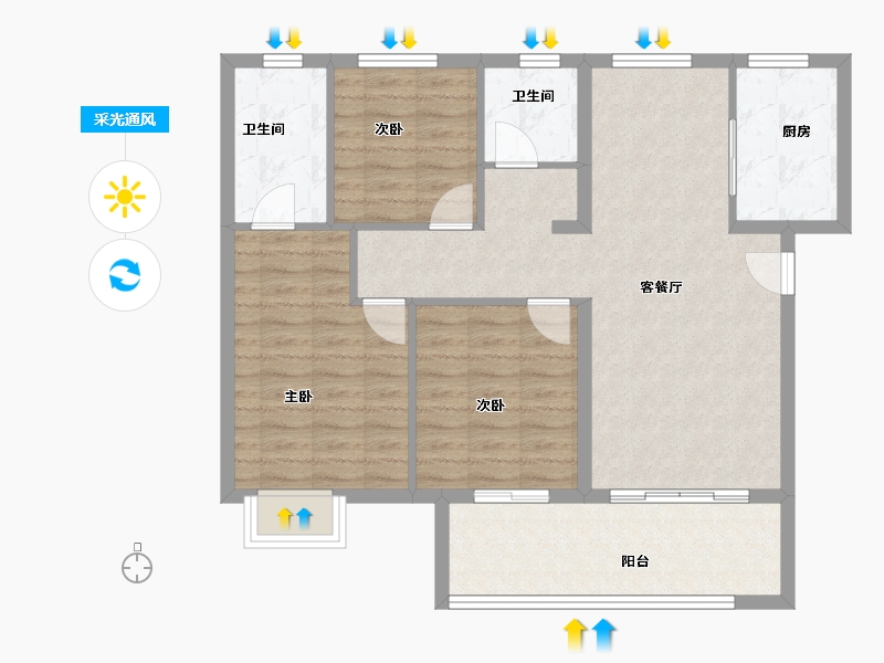 福建省-泉州市-​世茂摩天城-88.67-户型库-采光通风