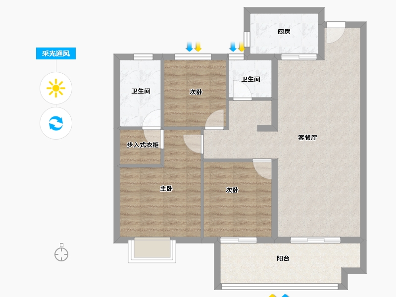 福建省-泉州市-​世茂摩天城-89.13-户型库-采光通风