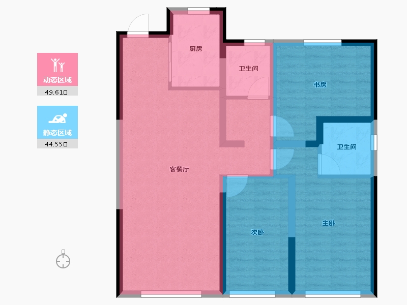 辽宁省-沈阳市-汇置尚岛-83.68-户型库-动静分区