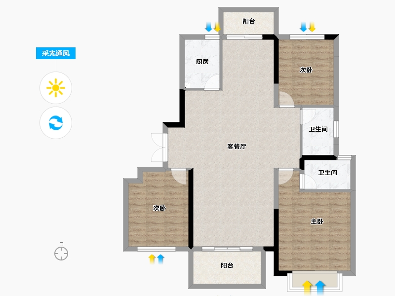 湖南省-长沙市-荣盛城-112.55-户型库-采光通风