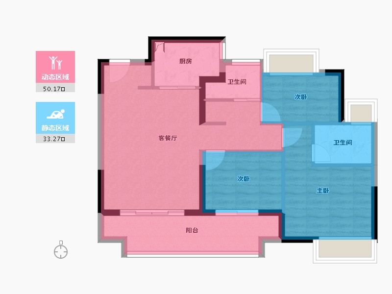 江西省-南昌市-湖城大境·金地广场-74.43-户型库-动静分区