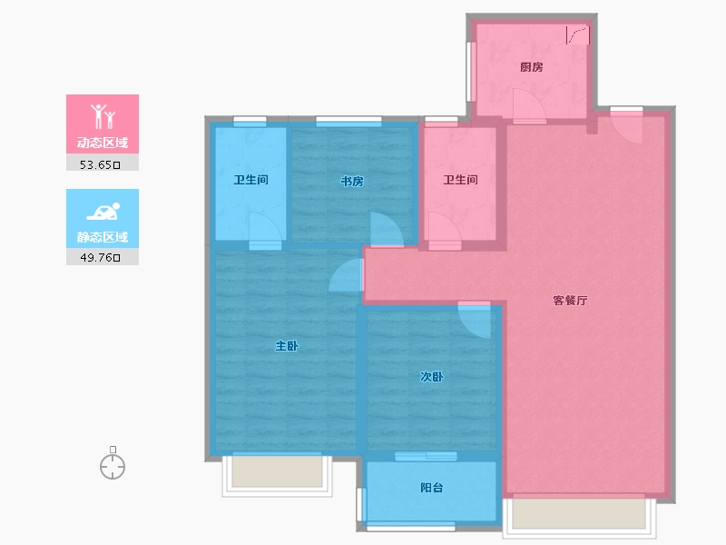 甘肃省-兰州市-雅戈尔时代之星-92.18-户型库-动静分区