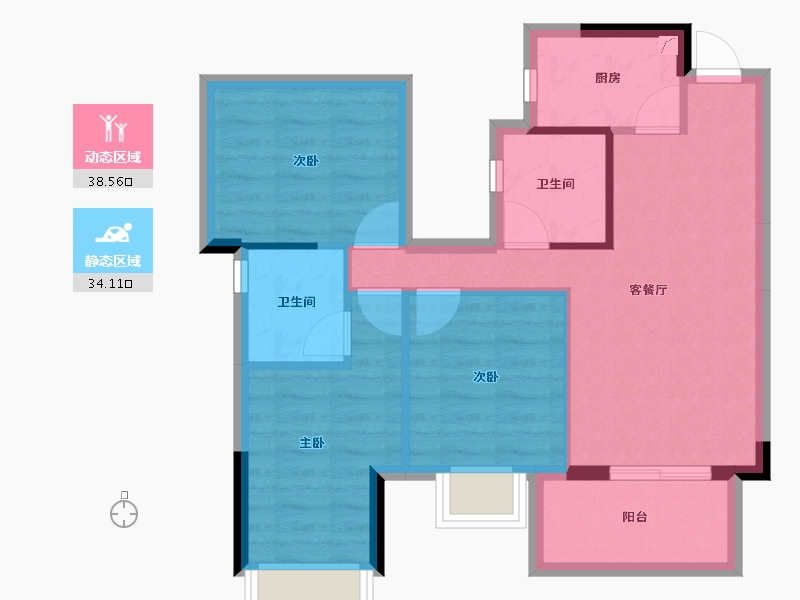 广西壮族自治区-南宁市-荣和公园里-64.51-户型库-动静分区