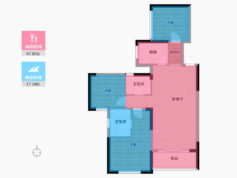 湖南省-长沙市-鸿海·公园里-76.07-户型库-动静分区