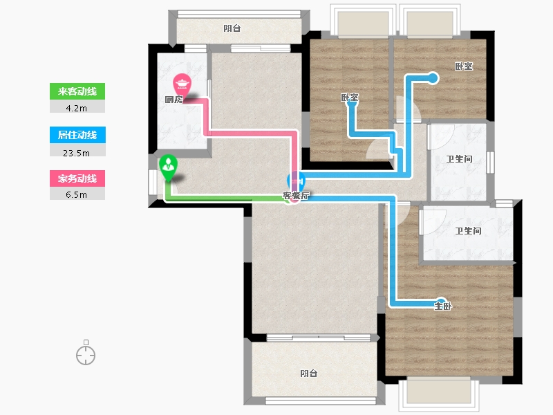 广东省-广州市-敏捷绿湖首府-95.07-户型库-动静线