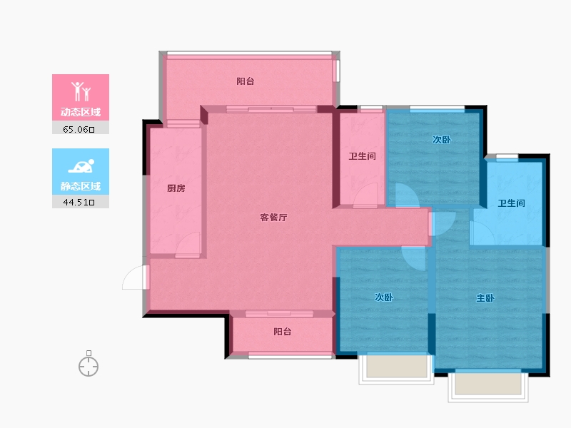 湖南省-长沙市-长沙恒大文化旅游城-98.47-户型库-动静分区