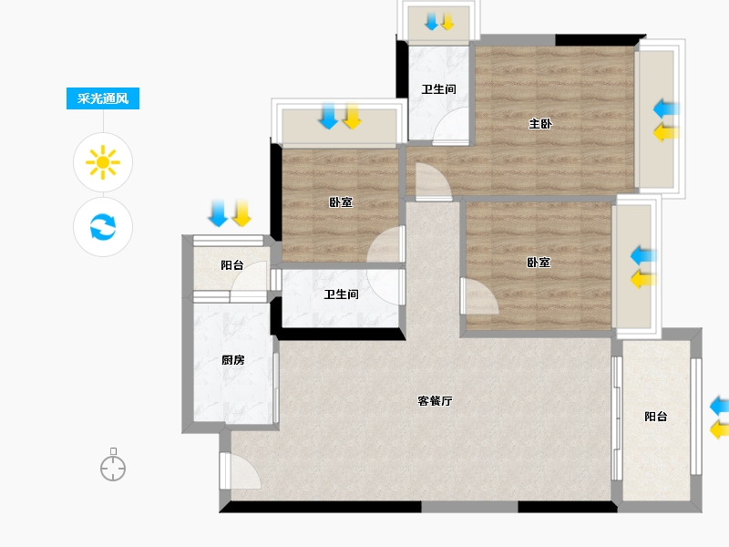 广东省-清远市-海港成天荷1号-76.03-户型库-采光通风