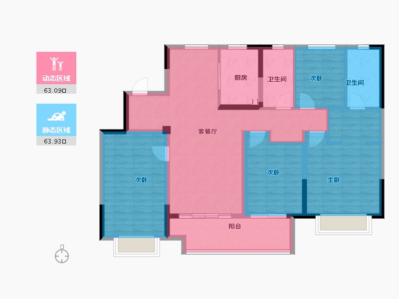 浙江省-宁波市-新力·云映凤园-113.56-户型库-动静分区