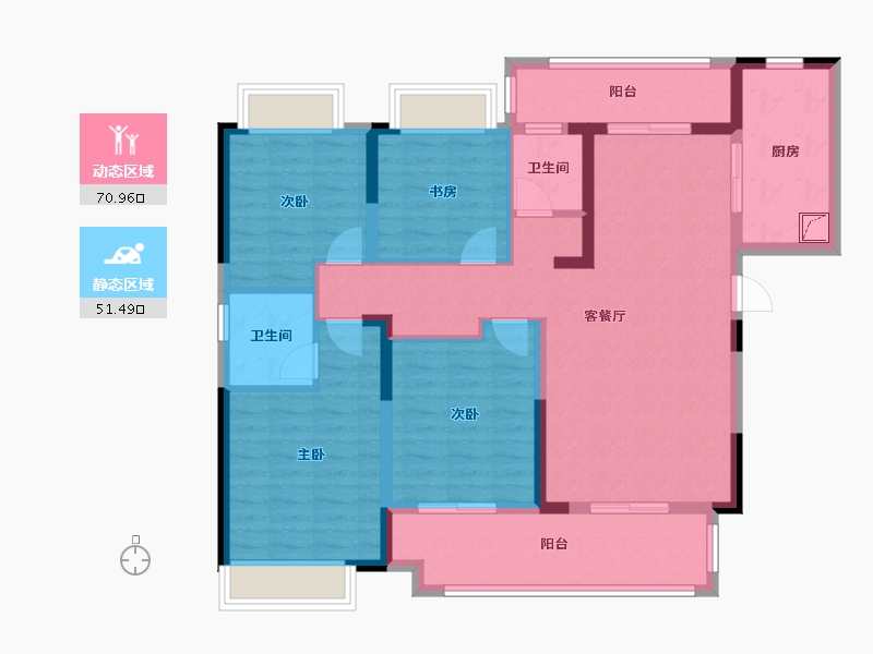 湖南省-长沙市-金色溪泉湾-108.80-户型库-动静分区