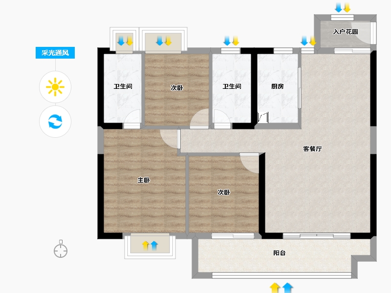 江西省-南昌市-金地·宝龙·新城湖城大境-89.60-户型库-采光通风