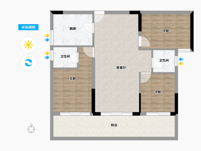 广西壮族自治区-南宁市-富鸣香山水岸-87.89-户型库-采光通风