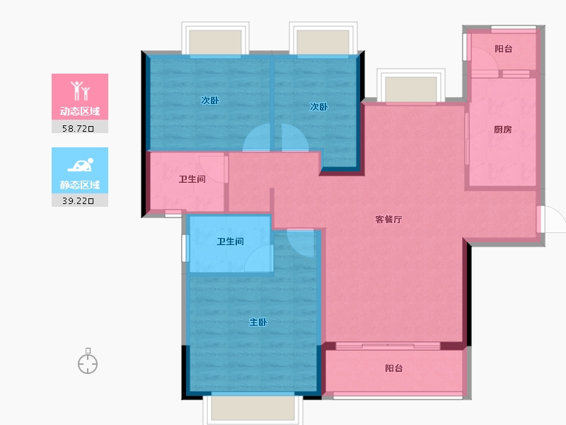 贵州省-贵阳市-贵阳恒大观山学府-88.00-户型库-动静分区