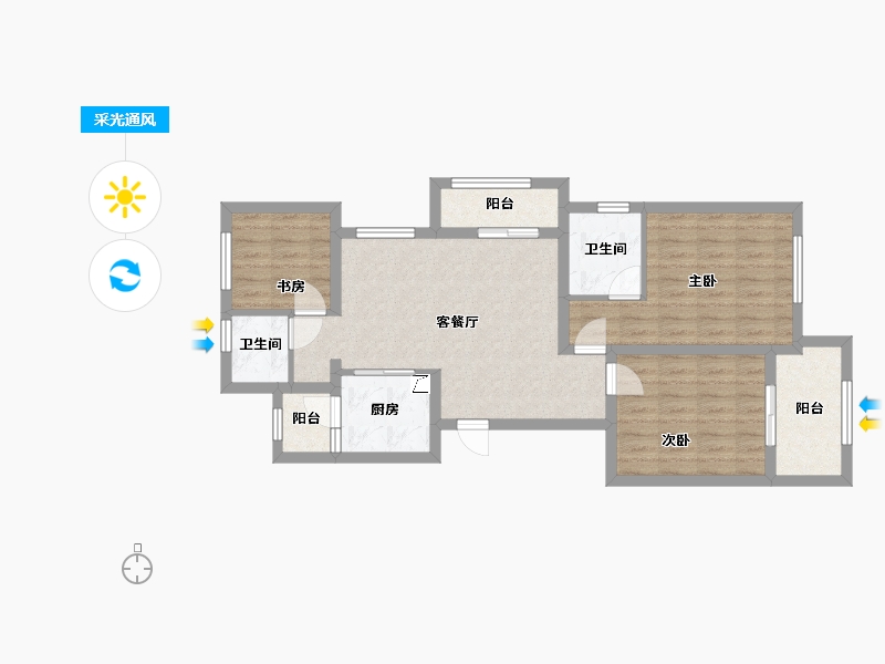 浙江省-嘉兴市-海棠湾-130.00-户型库-采光通风