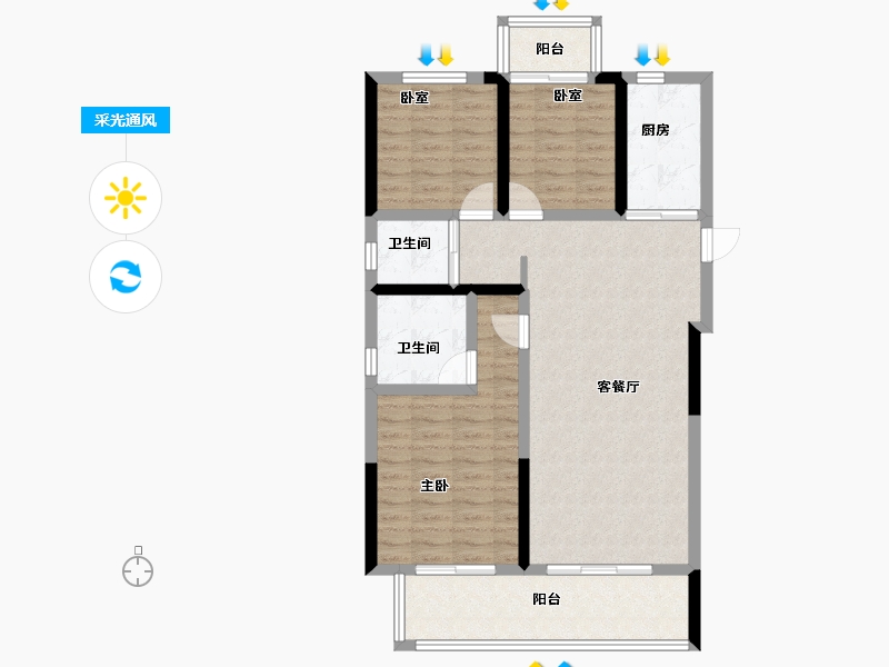 湖南省-长沙市-澳海望洲府-91.70-户型库-采光通风