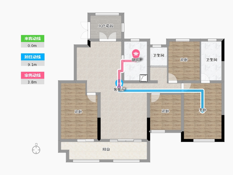 湖南省-长沙市-长房·宁都公馆-125.87-户型库-动静线