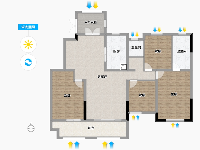 湖南省-长沙市-长房·宁都公馆-125.87-户型库-采光通风