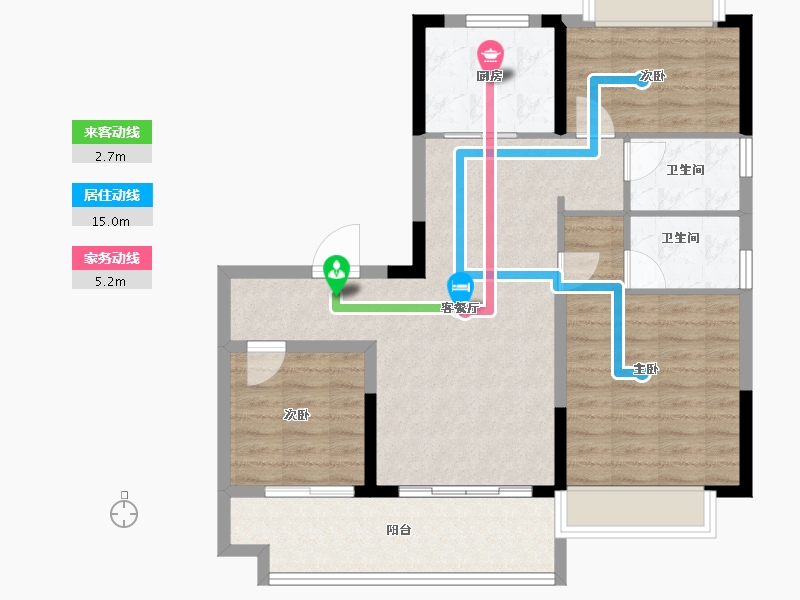 湖南省-长沙市-碧桂园·智慧城市-84.89-户型库-动静线