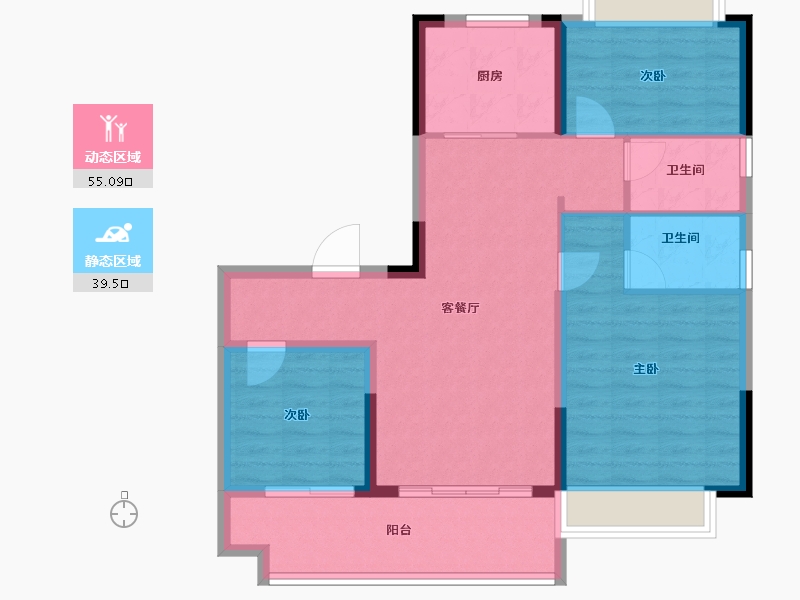 湖南省-长沙市-碧桂园·智慧城市-84.89-户型库-动静分区